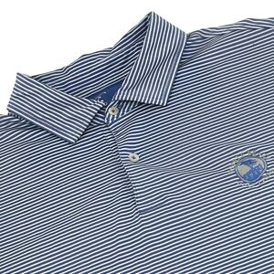FG Tech Polo Shirt Mens XXL Blue Striped Pebble Beach Golf Links Short Sleeve